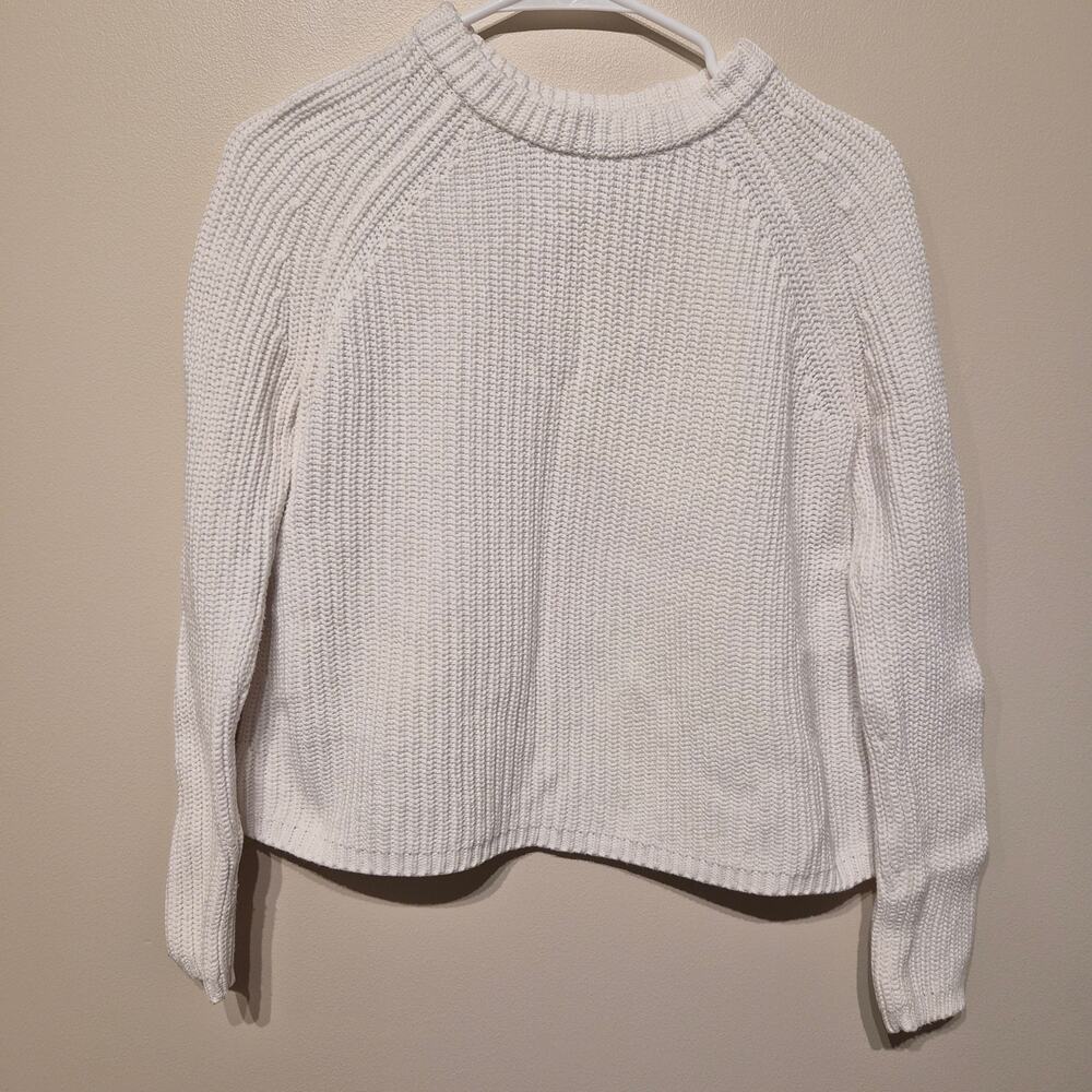 Quince 100% Organic Cotton Fisherman Crewneck Sweater XS Ivory White